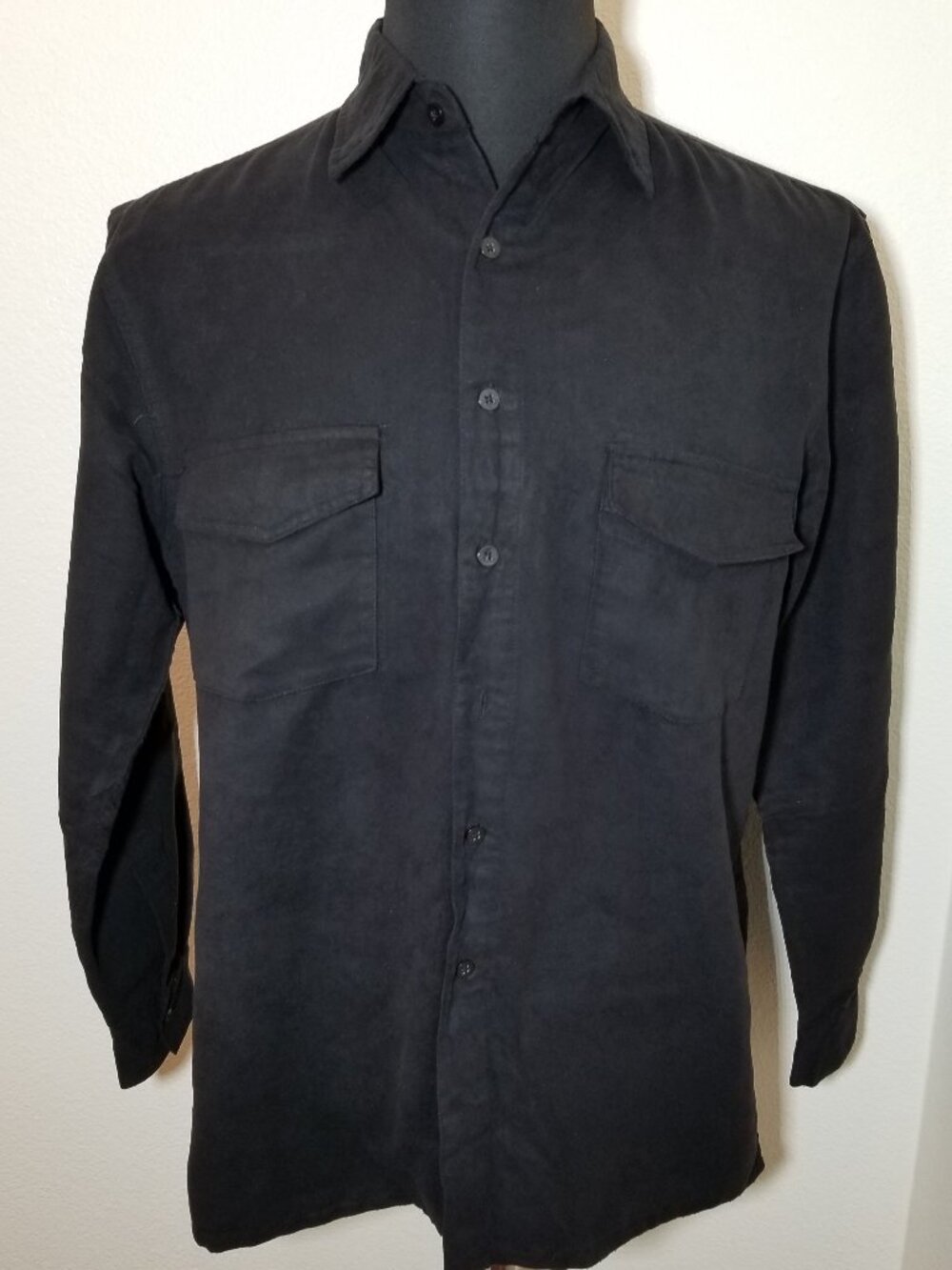 Bruno Mens Medium Black Faux Suede Long Sleeve Button Up Street Western Retro